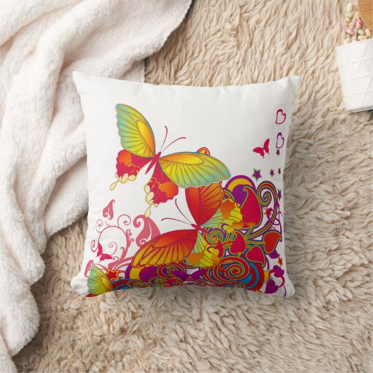 バタフライガーデンアートデコアメリカンMoJo枕 クッション (ブランケット)