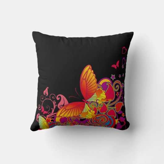 バタフライガーデンアートデコアメリカンMoJo枕 クッション (裏面)