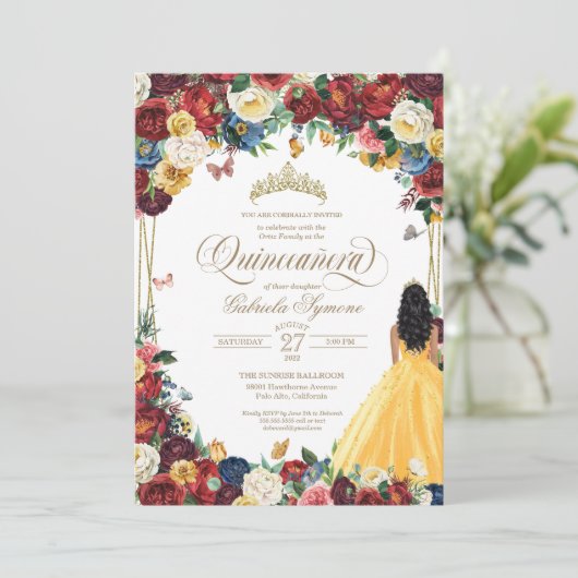 バタフライガーデンイエローブルガンディーホワイトキンセアニェラ 招待状 (スタンド正面)