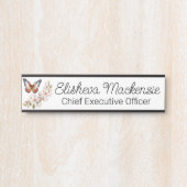 バタフライガーデンオレンジとホワイトオフィス サインプレート (正面)