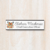 バタフライガーデンオレンジとホワイトオフィス サインプレート (正面)