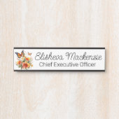 バタフライガーデンオレンジとホワイトオフィス サインプレート (正面)