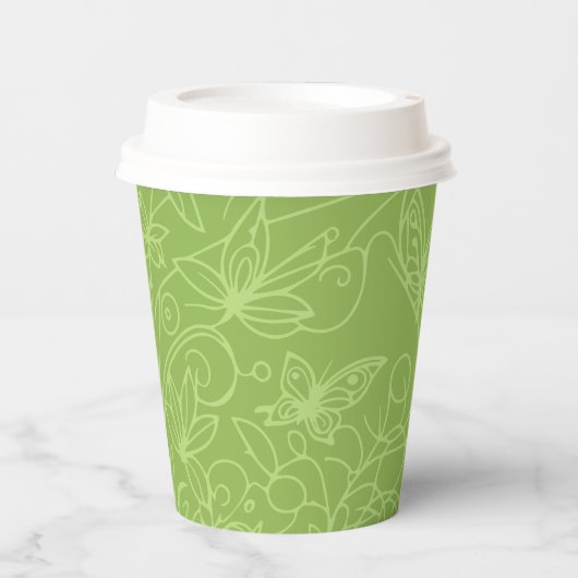 バタフライガーデングリーン 紙コップ (正面)