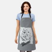 バタフライガーデンスケッチ エプロン (着用した状態)