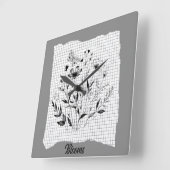 バタフライガーデンスケッチ スクエア壁時計 (傾斜)