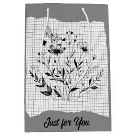 バタフライガーデンスケッチ ミディアムペーパーバッグ