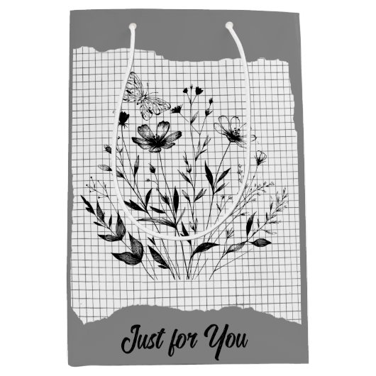 バタフライガーデンスケッチ ミディアムペーパーバッグ (正面)