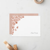 バタフライガーデンダスティピーチストライプーの名前 ノートカード (正面/裏面インサイチュ)