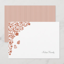 バタフライガーデンダスティピーチストライプーの名前 ノートカード