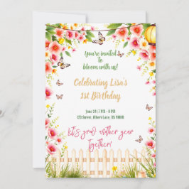 バタフライガーデンティーパーティー誕生日招待状 招待状