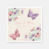 バタフライガーデンパステルワイルドフラワーベビーシャワー スタンダードカクテルナプキン (正面)