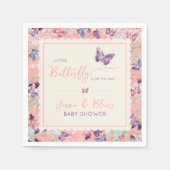 バタフライガーデンパステルワイルドフラワーベビーシャワー スタンダードカクテルナプキン (正面)