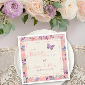 バタフライガーデンパステルワイルドフラワーベビーシャワー スタンダードカクテルナプキン