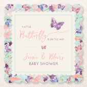 バタフライガーデンパステルワイルドフラワーベビーシャワー ペーパーコースター (正面)