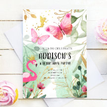 バタフライガーデンフラミンゴフェアリーフラワーズ誕生日