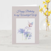 バタフライガーデンフラワー誕生日特別妻 カード (黄色い花)