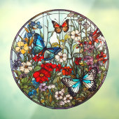 バタフライガーデンフローラフェイクステンドグラス ウィンドウサイン (シート3)