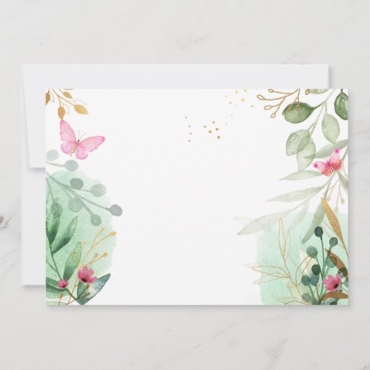 バタフライガーデンフローラフラワーズファースト第1誕生日 招待状 (裏面)