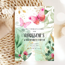 バタフライガーデンフローラフラワーピンク金ゴールド誕生日