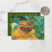 バタフライガーデンブライダルシャワー招待 ノートカード (正面/裏面インサイチュ)