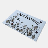 バタフライガーデンブルー ドアマット (アングル)