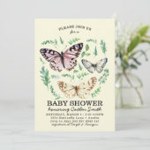 バタフライガーデンベビーシャワーグリーナリーベビー招待状 シーズンカード (スタンド正面)