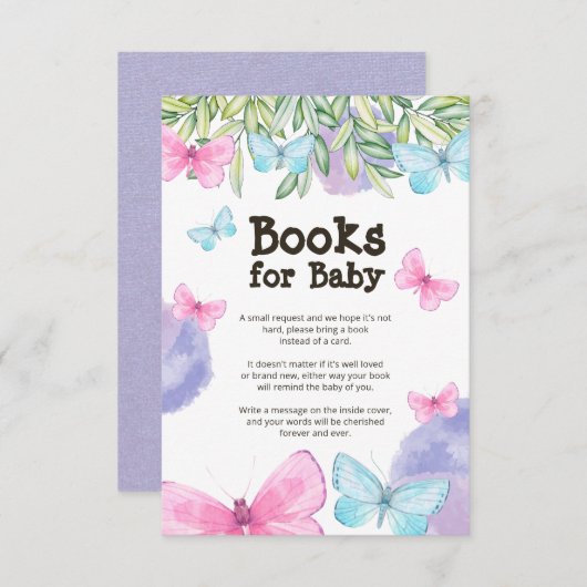 バタフライガーデンベビーブックリクエスト囲いカード 招待状 (正面/裏面)