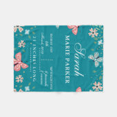 バタフライガーデンベビー誕生統計フリースブランケット フリースブランケット (正面(横))