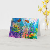 バタフライガーデンポートレートグリーティングカード カード (黄色い花)