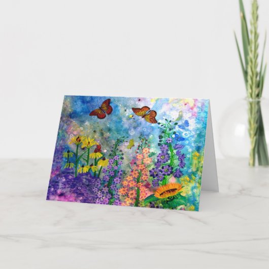 バタフライガーデンポートレートグリーティングカード カード (正面)