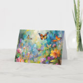 バタフライガーデンモダン抽象芸術絵を描ズ カード (正面)