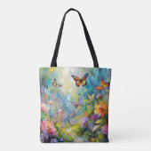 バタフライガーデンモダン抽象芸術絵を描ズ トートバッグ (裏面)