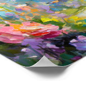 バタフライガーデンモダン抽象芸術絵を描ズ ポスター (角)