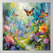 バタフライガーデンモダン抽象芸術絵を描ズ ポスター (正面)