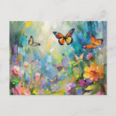 バタフライガーデンモダン抽象芸術絵を描ズ ポストカード (正面)