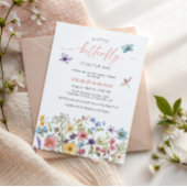 バタフライガーデンワイルドフラワーガールベビーシャワー 招待状