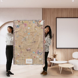 バタフライガーデンヴィンテージブランケット スローブランケット