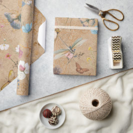 バタフライガーデンヴィンテージラッピング紙 ラッピングペーパー