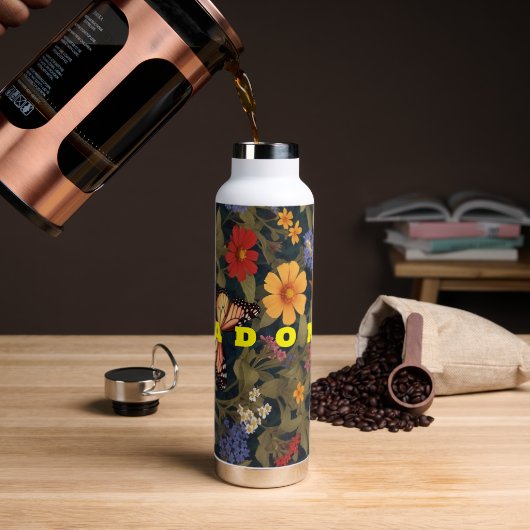 バタフライガーデン水瓶付きワイルドフラワー ウォーターボトル (コーヒー)