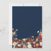 バタフライガーデン王室のブルーレッドフローラキンセアニェラ 招待状 (裏面)