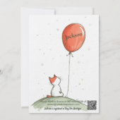 バタフライガーデン誕生日 – かわいい猫とレッドバルーン 招待状 (裏面)