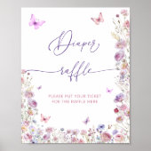 バタフライガーデン赤ちゃんシャワーおむつラッフル ポスター (正面)