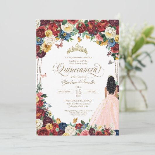 バタフライガーデン赤面ピンクフローラキンセアニェラ 招待状 (スタンド正面)