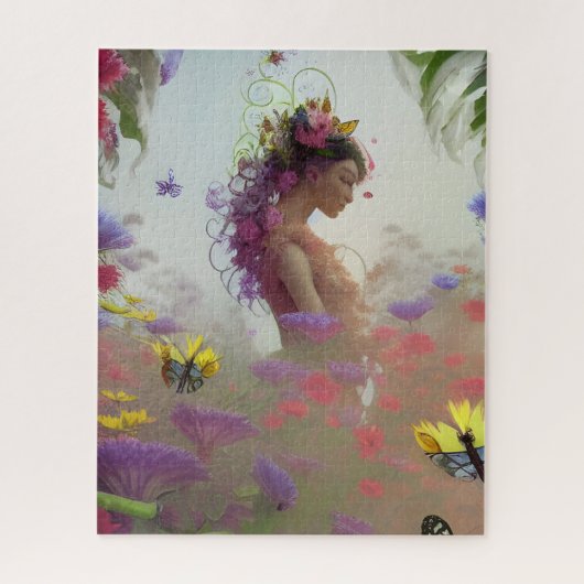 バタフライガーデン AI 生成 ジグソーパズル (縦)