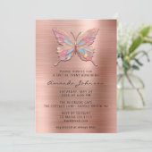 バタフライガールスウィート16バラブラシ王室のドメタル 招待状 (スタンド正面)