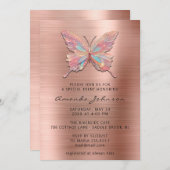 バタフライガールスウィート16バラブラシ王室のドメタル 招待状 (正面/裏面)