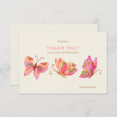 バタフライガールズバースデーパーティーサンキューカード (正面/裏面)