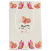 バタフライガールズバースデーパーティー ミディアムペーパーバッグ (正面)