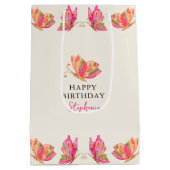 バタフライガールズバースデーパーティー ミディアムペーパーバッグ (裏面)