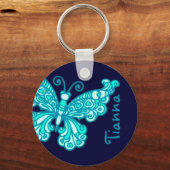 バタフライガールズパープルブルースカイ名keychain キーホルダー (正面)